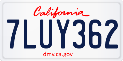 CA license plate 7LUY362