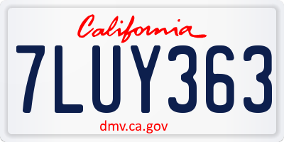 CA license plate 7LUY363