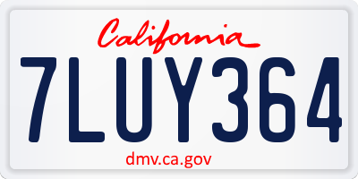 CA license plate 7LUY364
