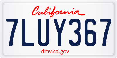 CA license plate 7LUY367