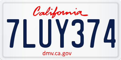 CA license plate 7LUY374