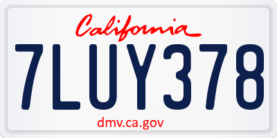 CA license plate 7LUY378