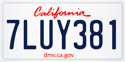 CA license plate 7LUY381