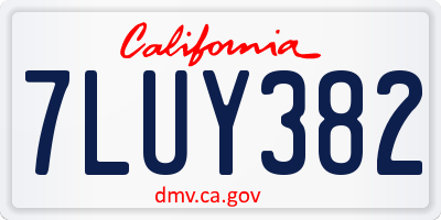 CA license plate 7LUY382