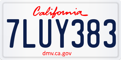 CA license plate 7LUY383