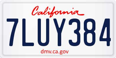 CA license plate 7LUY384
