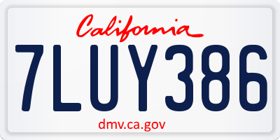CA license plate 7LUY386
