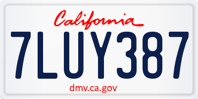 CA license plate 7LUY387
