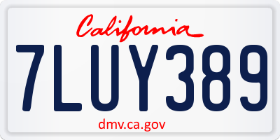 CA license plate 7LUY389