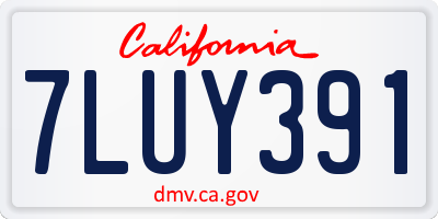 CA license plate 7LUY391