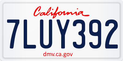 CA license plate 7LUY392