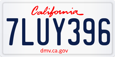 CA license plate 7LUY396