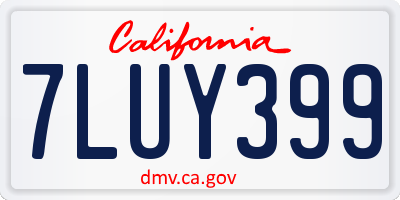 CA license plate 7LUY399