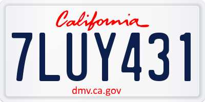 CA license plate 7LUY431
