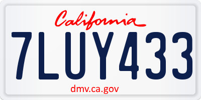 CA license plate 7LUY433
