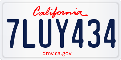 CA license plate 7LUY434