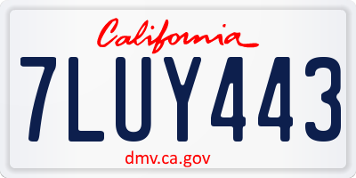 CA license plate 7LUY443