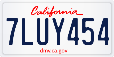 CA license plate 7LUY454