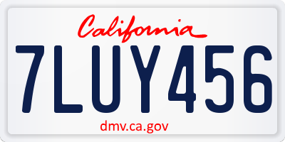 CA license plate 7LUY456