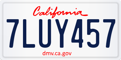 CA license plate 7LUY457