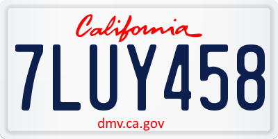 CA license plate 7LUY458