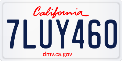 CA license plate 7LUY460
