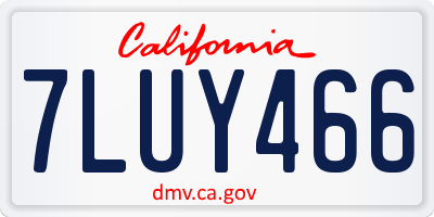 CA license plate 7LUY466
