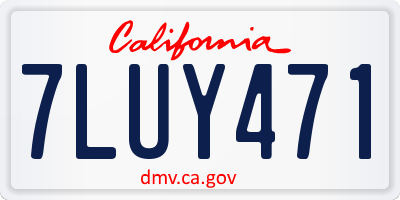 CA license plate 7LUY471