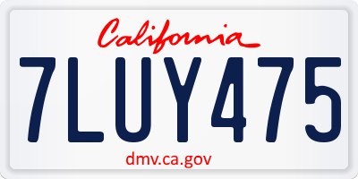 CA license plate 7LUY475
