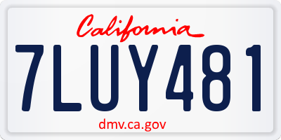 CA license plate 7LUY481