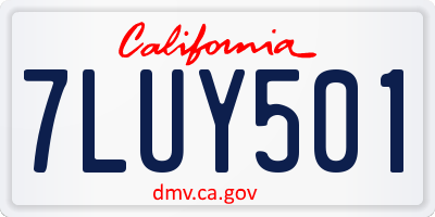 CA license plate 7LUY501