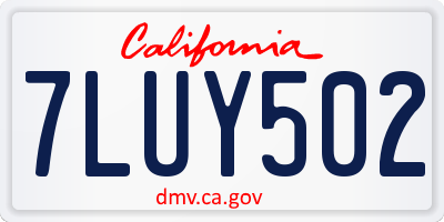 CA license plate 7LUY502