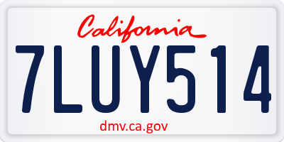 CA license plate 7LUY514
