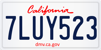 CA license plate 7LUY523
