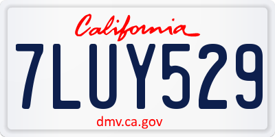 CA license plate 7LUY529