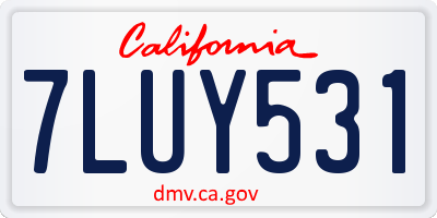 CA license plate 7LUY531