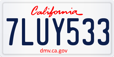 CA license plate 7LUY533