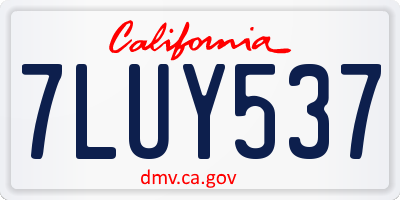 CA license plate 7LUY537