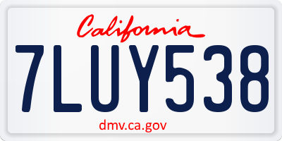 CA license plate 7LUY538