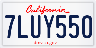 CA license plate 7LUY550
