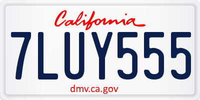 CA license plate 7LUY555