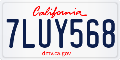CA license plate 7LUY568