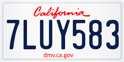 CA license plate 7LUY583