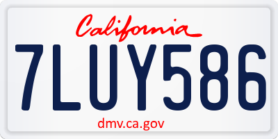 CA license plate 7LUY586