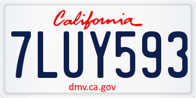 CA license plate 7LUY593