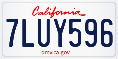 CA license plate 7LUY596