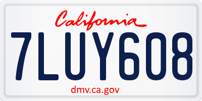 CA license plate 7LUY608