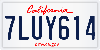 CA license plate 7LUY614