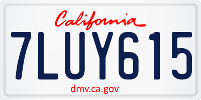 CA license plate 7LUY615