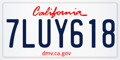 CA license plate 7LUY618
